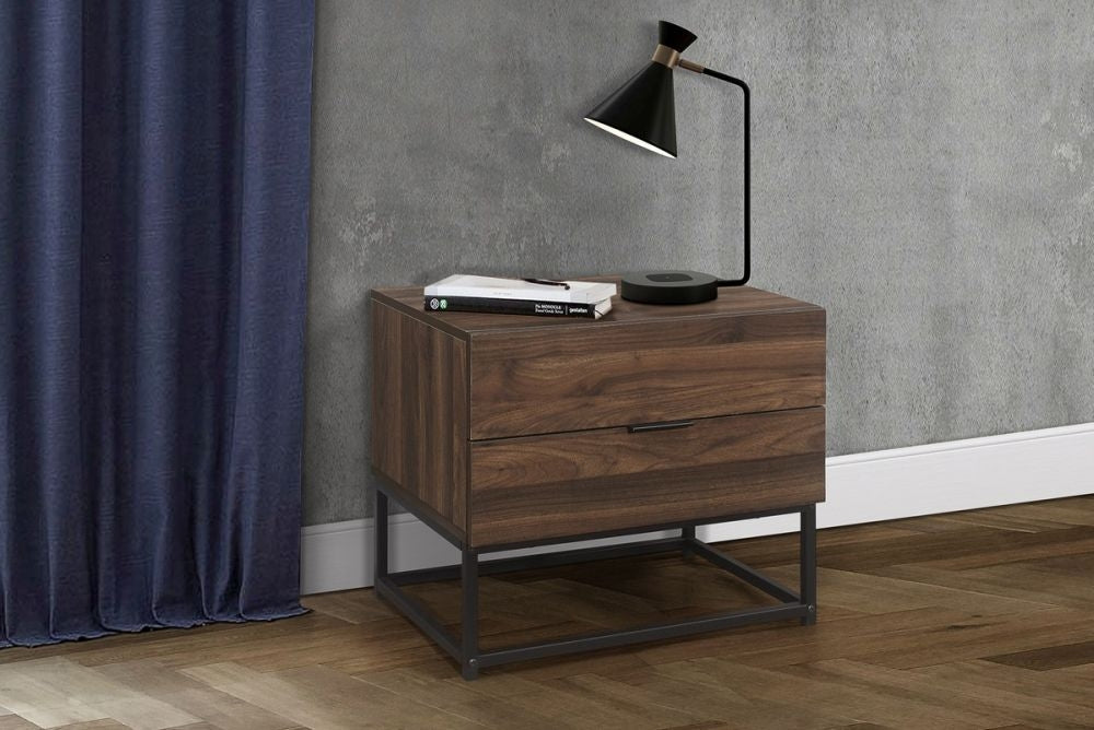 Houston Walnut 2 Drawer Bedside Cabinet