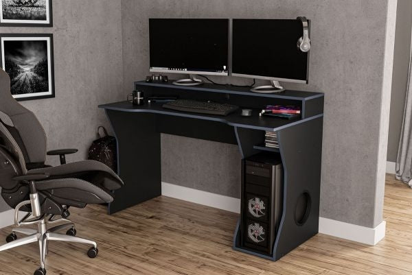 Enzo Black and Blue Gaming Desk