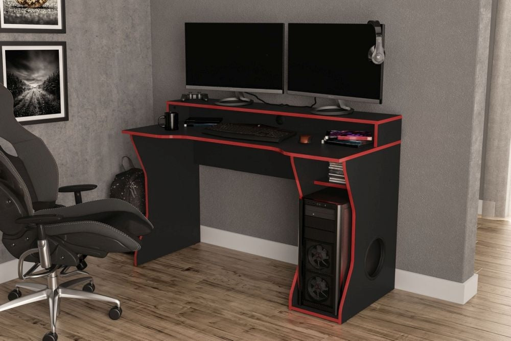 Enzo Black and Red Gaming Desk