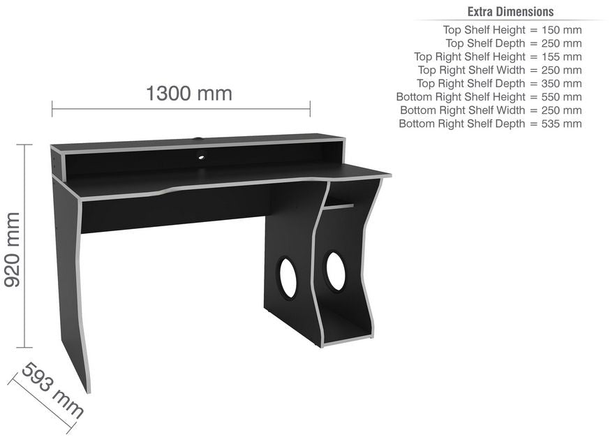Enzo Black and Silver Gaming Desk