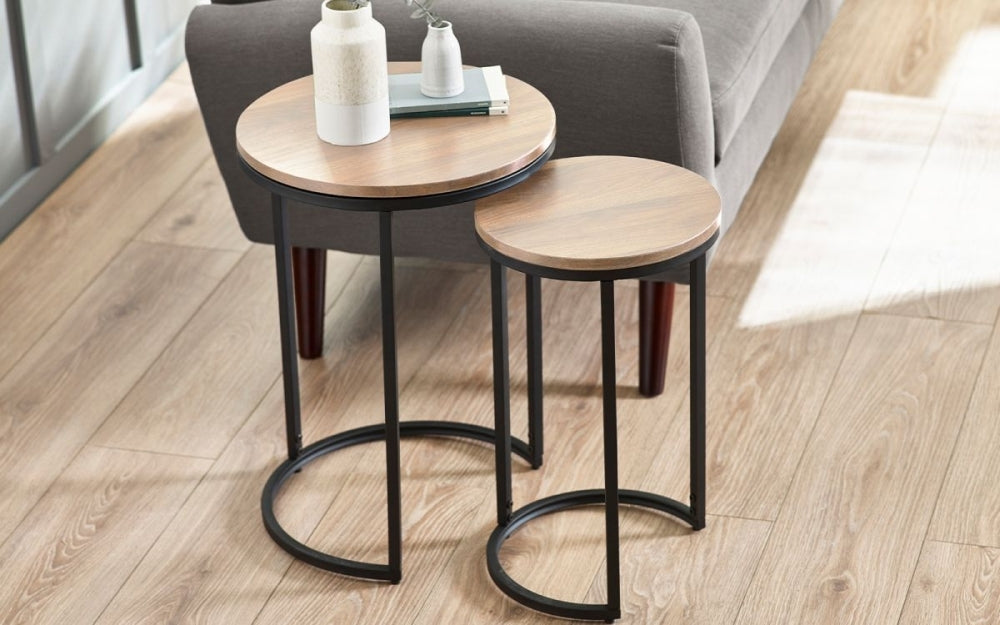 Tribeca Sonoma Oak Round Nest of 2 Side Table