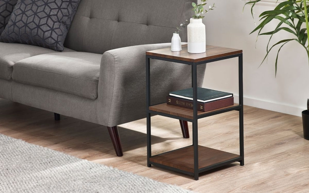 Tribeca Walnut Tall Narrow Side Table