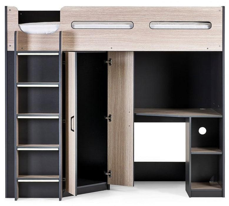 Hercules Woodgrain and Anthracite High Sleeper Bed