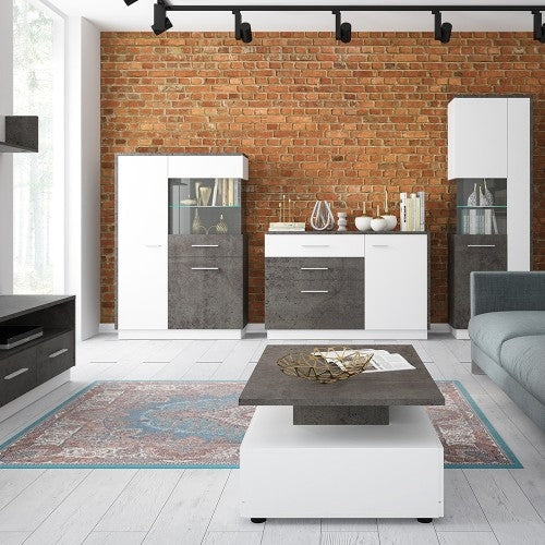 Zingaro Slate Grey and White 2 Drawer Coffee Table