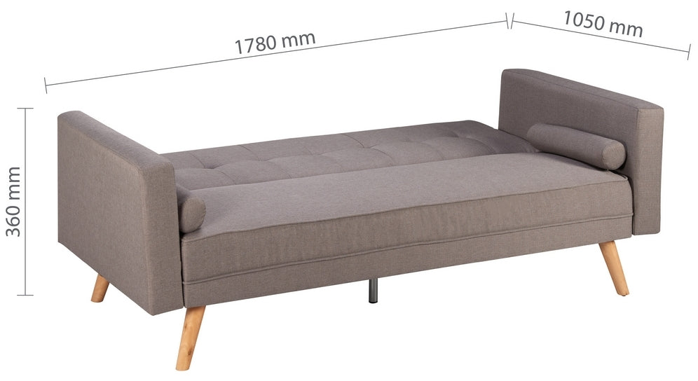 Ethan Grey Fabric 3 Seater Click Clack Sofa Bed