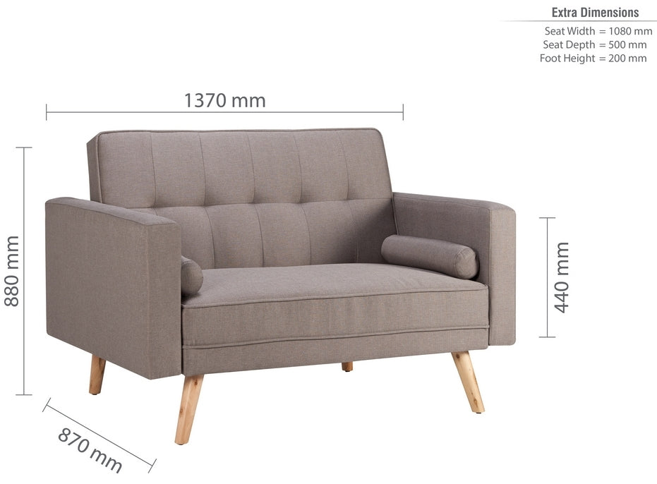 Ethan Grey Fabric 2 Seater Click Clack Sofa Bed