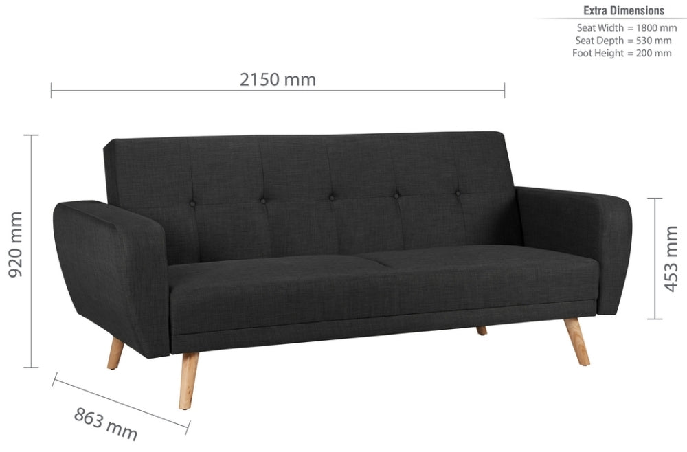 Farrow Grey Fabric 3 Seater Sofa Bed