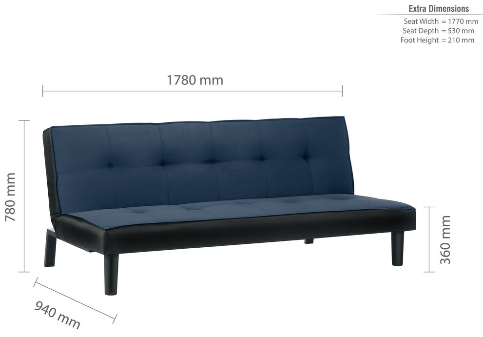 Aurora Midnight Blue Fabric Sofa Bed