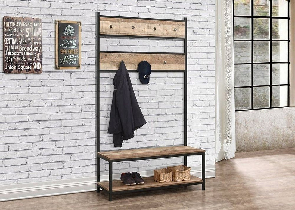 Urban Rustic Wood Effect Industrial Style Hallway Shoe Bench