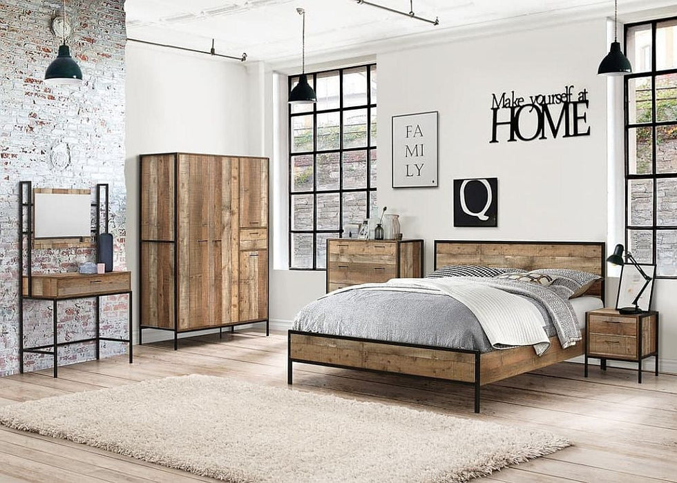 Urban Rustic Wood Effect Industrial Style 1 Drawer Dressing Table