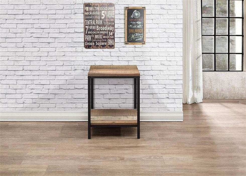 Urban Rustic Wood Effect Industrial Style Square Lamp Table