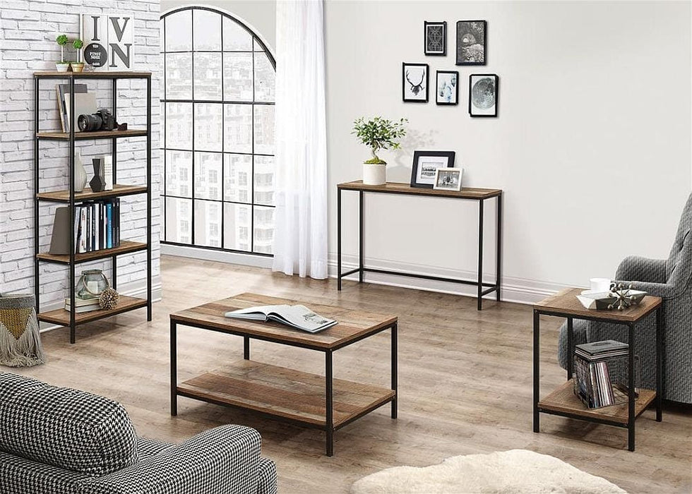 Urban Rustic Wood Effect Industrial Style Square Lamp Table