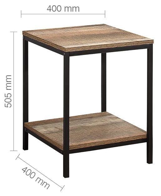 Urban Rustic Wood Effect Industrial Style Square Lamp Table