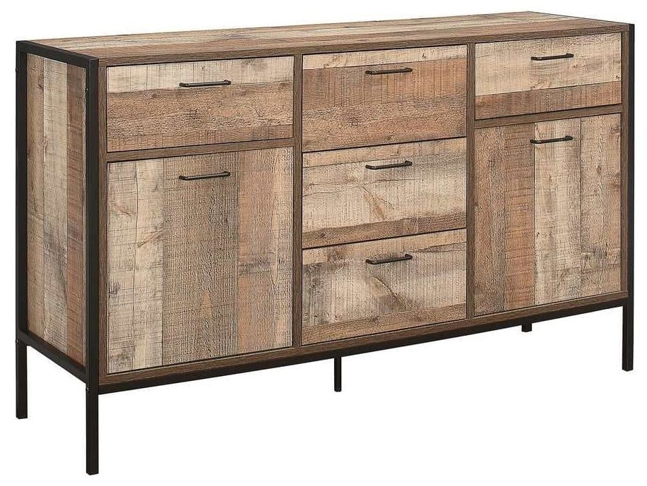 Urban Rustic Wood Effect Industrial Style Large Sideboard