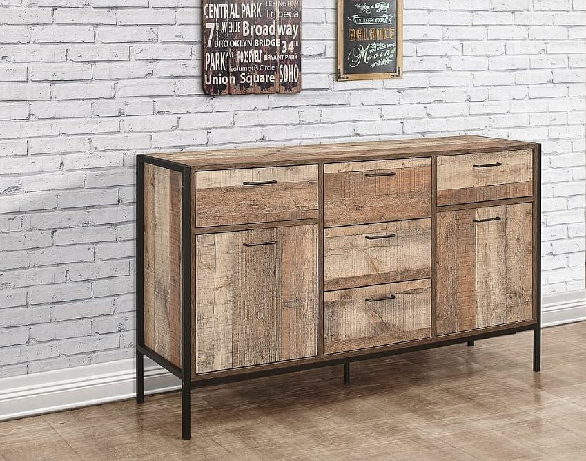 Urban Rustic Wood Effect Industrial Style Large Sideboard