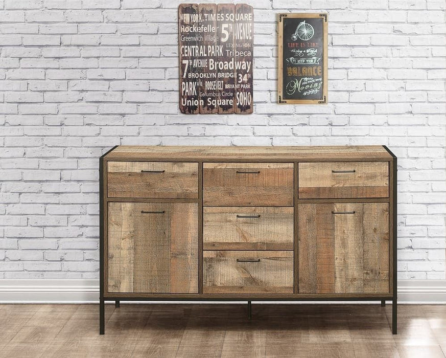 Urban Rustic Wood Effect Industrial Style Large Sideboard