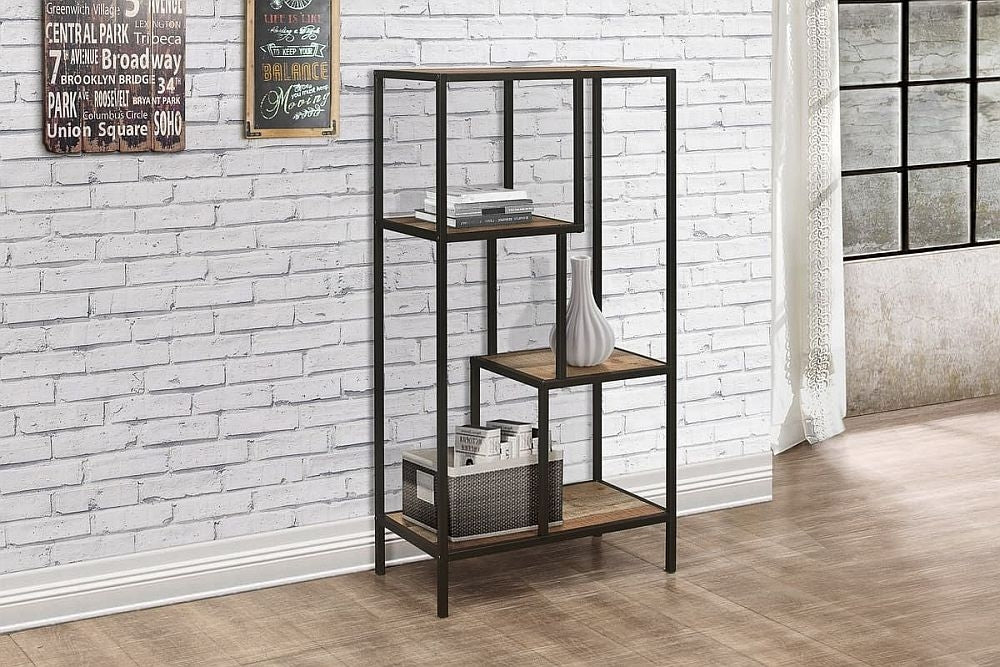 Urban Rustic Wood Effect Industrial Style Shelving Unit