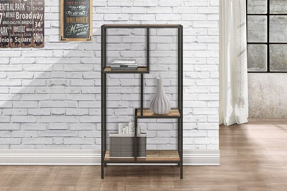 Urban Rustic Wood Effect Industrial Style Shelving Unit