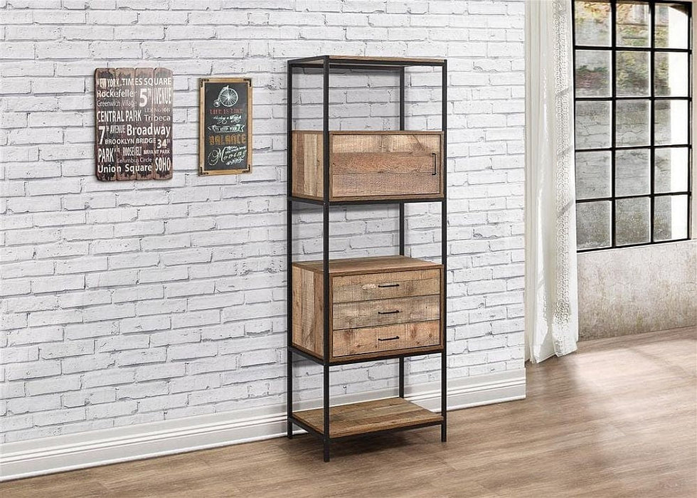 Urban Rustic Wood Effect Industrial Style Shelving Unit with Storage