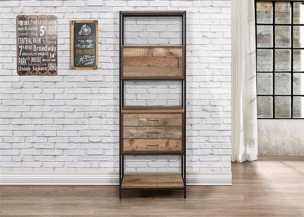Urban Rustic Wood Effect Industrial Style Shelving Unit with Storage