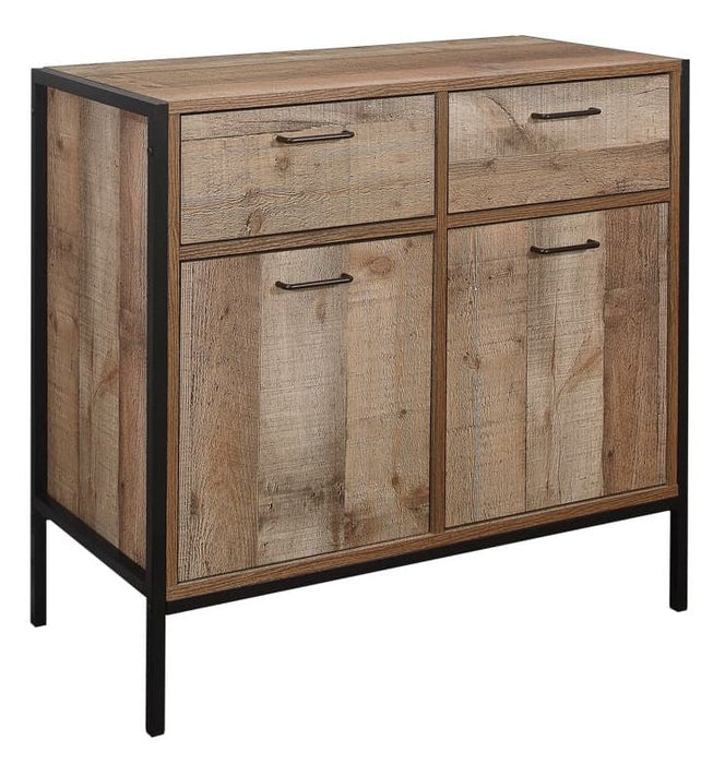 Urban Rustic Wood Effect Industrial Style Small Sideboard - 2 Doors