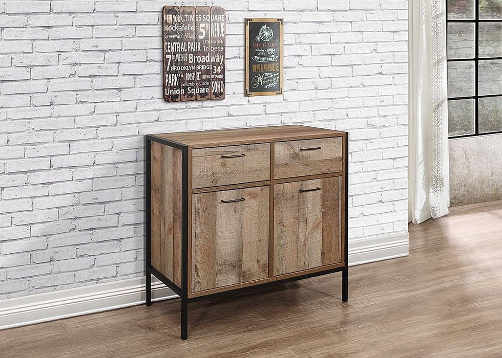 Urban Rustic Wood Effect Industrial Style Small Sideboard - 2 Doors