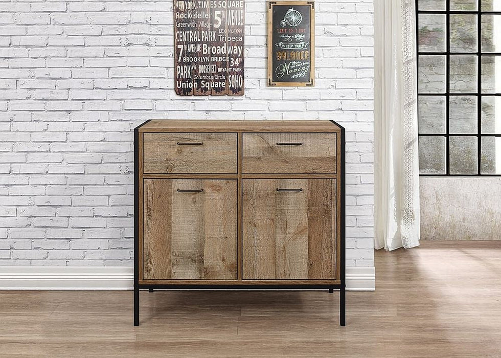 Urban Rustic Wood Effect Industrial Style Small Sideboard - 2 Doors
