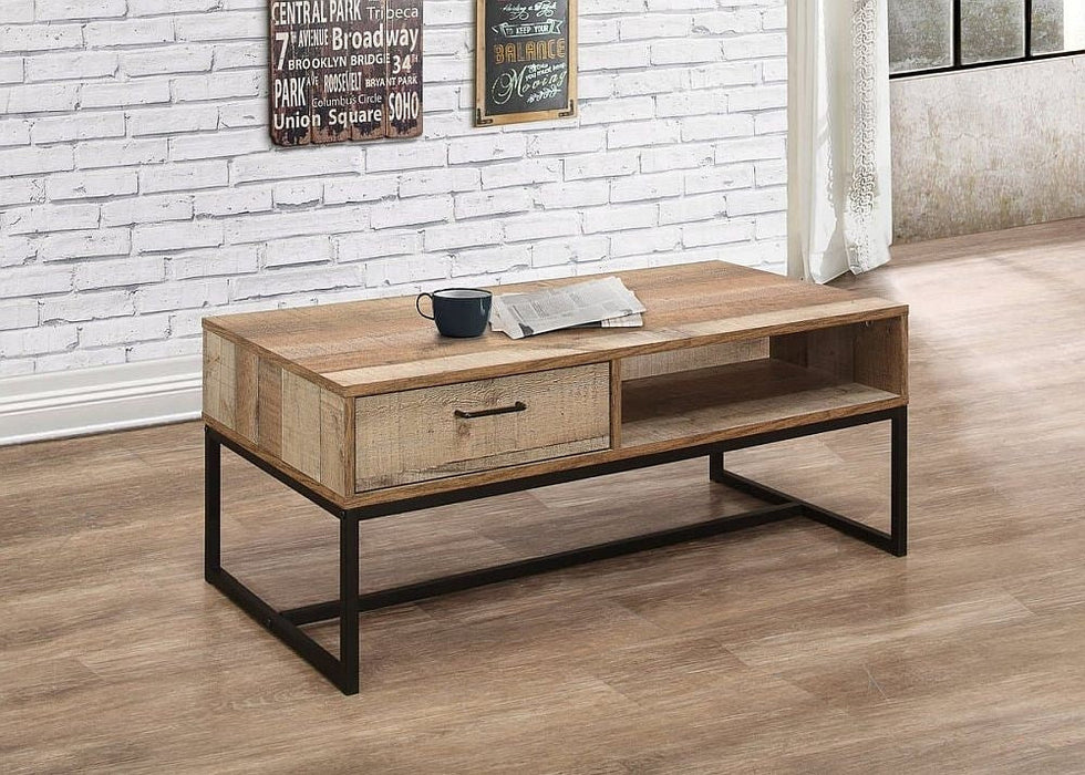 Urban Rustic Wood Effect Industrial Style Storage Coffee Table