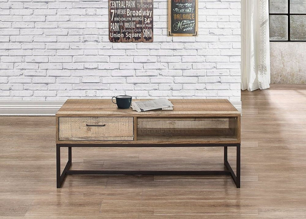 Urban Rustic Wood Effect Industrial Style Storage Coffee Table