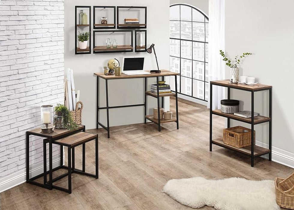 Urban Rustic Wood Effect Industrial Style Study Desk