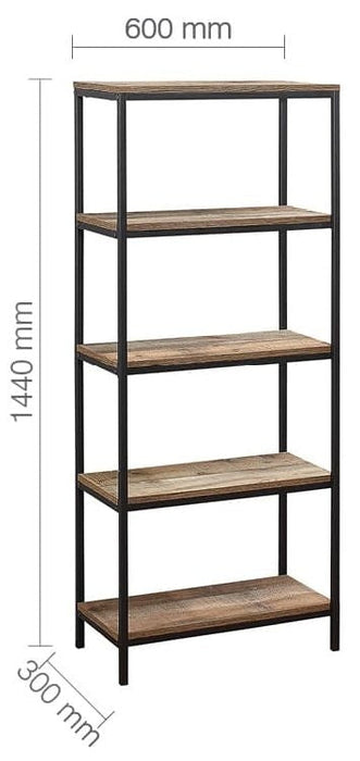 Urban Rustic Wood Effect Industrial Style Tall Bookcase