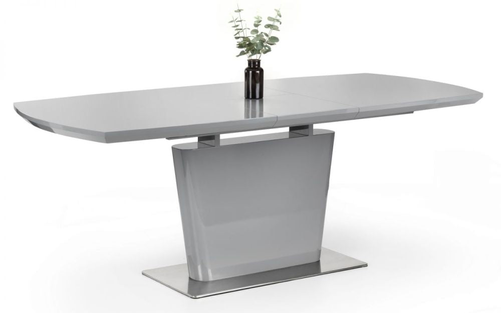 Como Grey High Gloss Extending 2-4 Seater Dining Table Set with 4 Cantilever Chairs