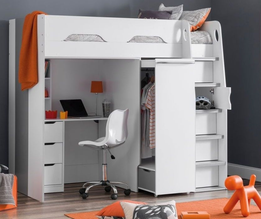 Pegasus White High Sleeper Bed
