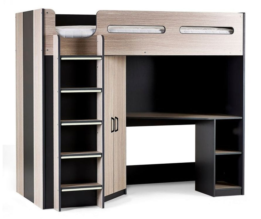 Hercules Woodgrain and Anthracite High Sleeper Bed