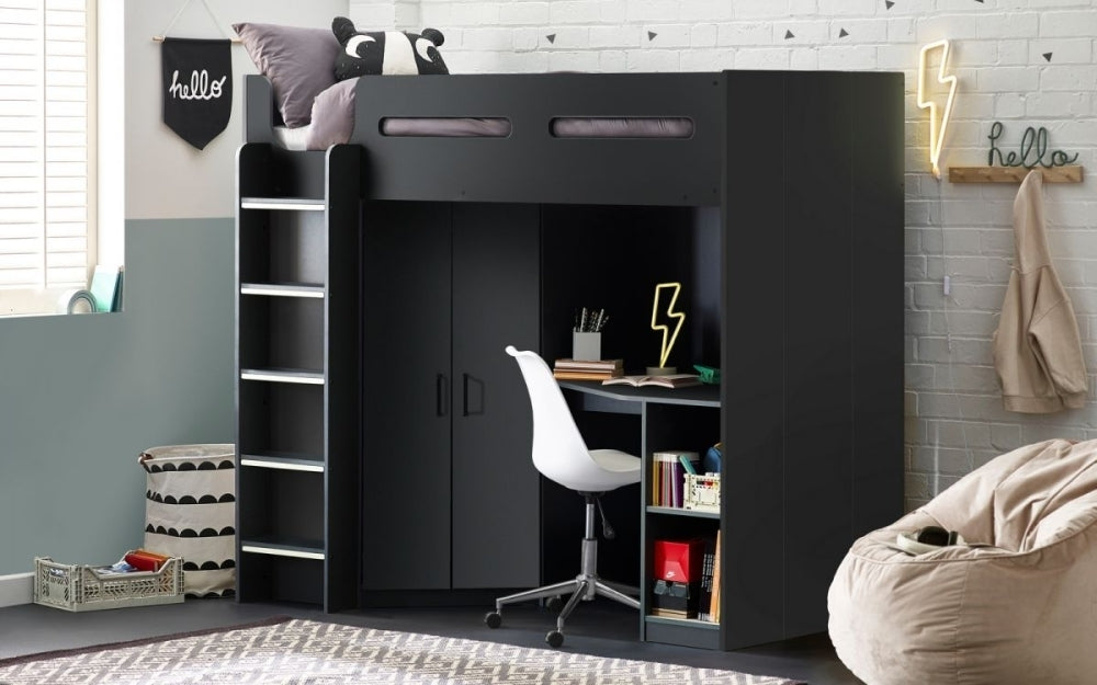 Hercules Anthracite High Sleeper Bed