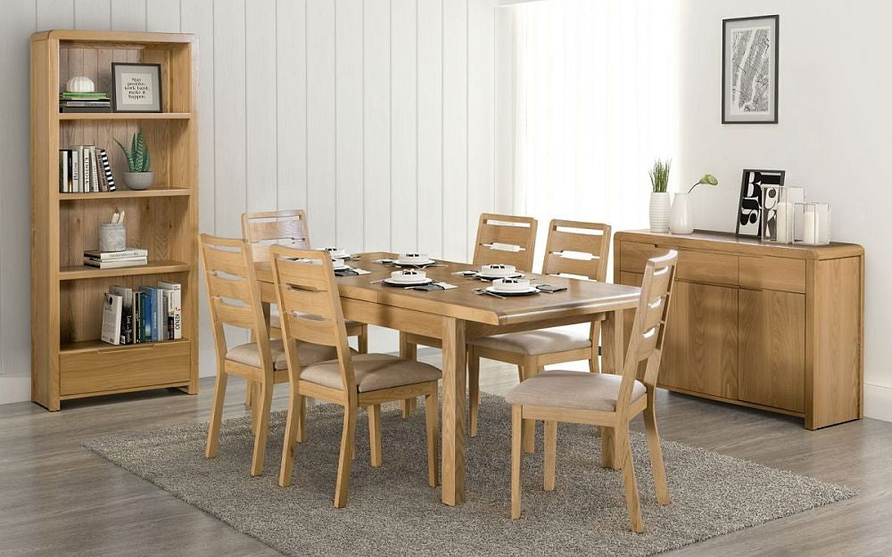 Curve Oak 6 Seater Extending Dining Table