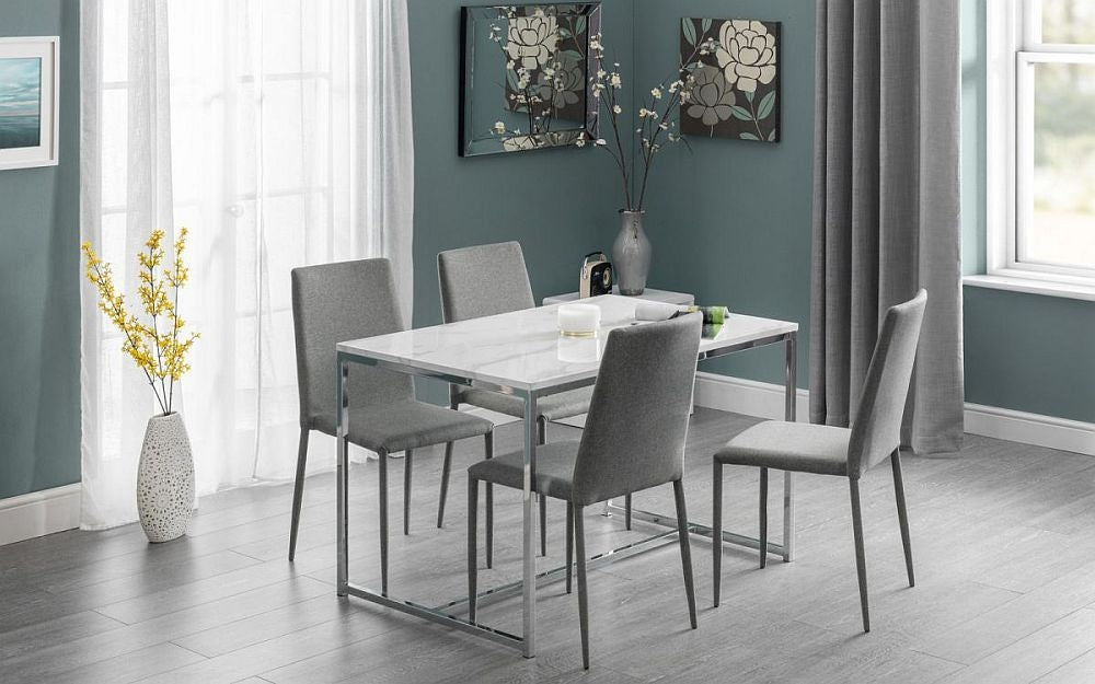 Scala White Marble and Chrome 4 Seater Dining Table