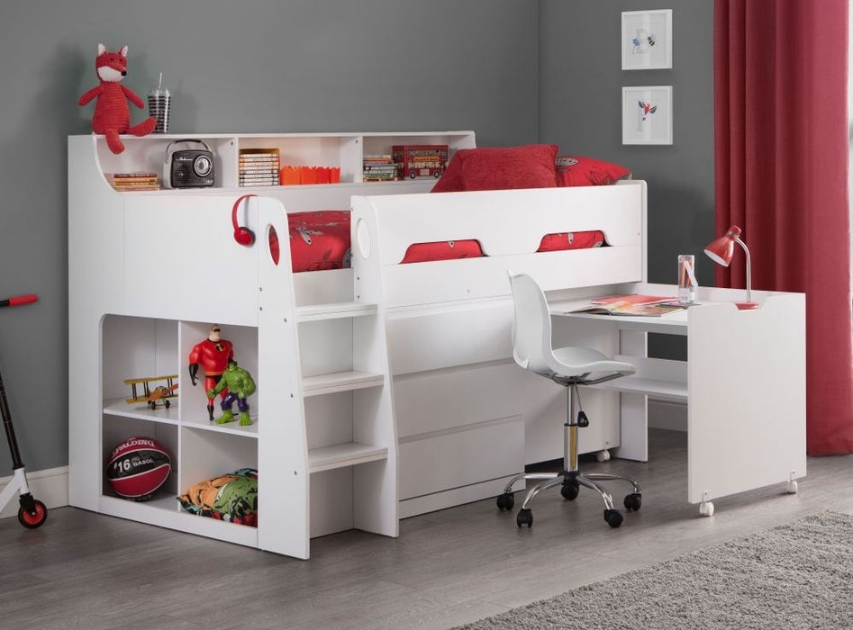Jupiter White Midsleeper Bed