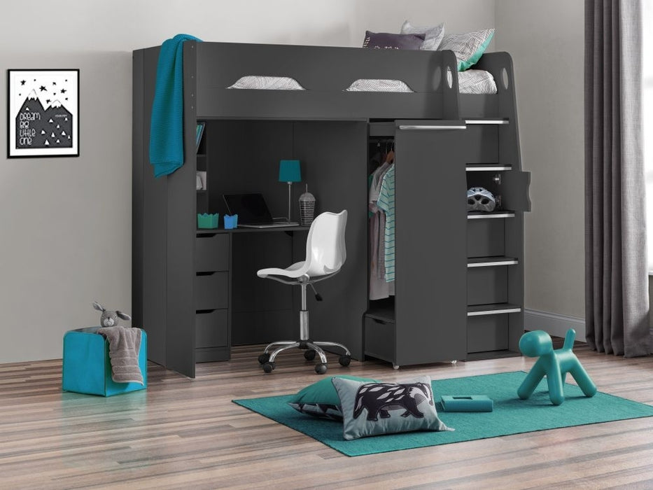 Pegasus Matt Anthracite High Sleeper Bed