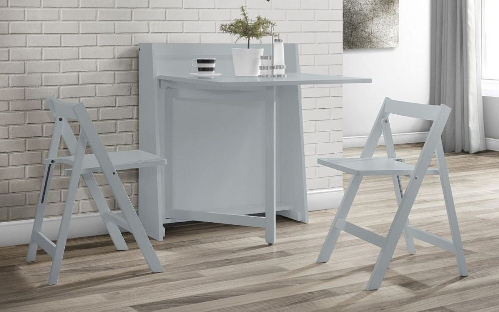 Helsinki Compact Light Grey Dining Table and 2 Folding Chairs