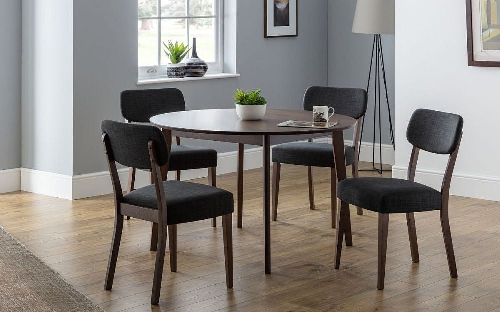 Farringdon Circular 2-4 Seater Dining Table with 4 Grey Chairs