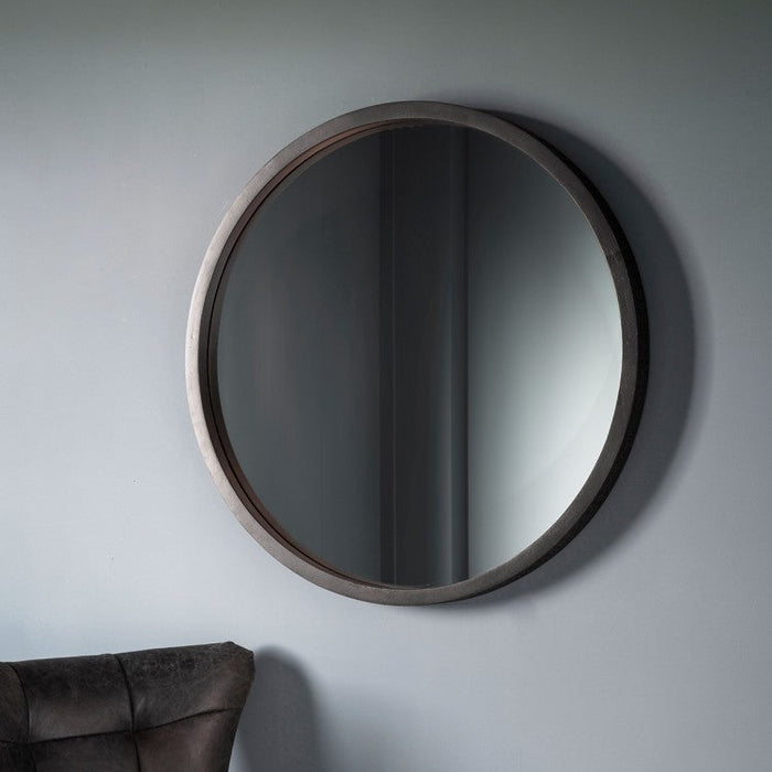 Boho Boutique Black Wood Round Wall Mirror - 90cm x 90cm