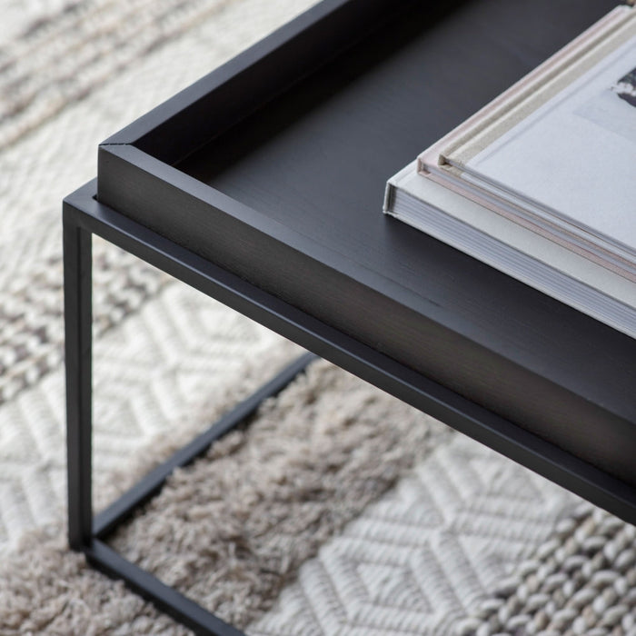 Forden Black Tray 90cm Coffee Table