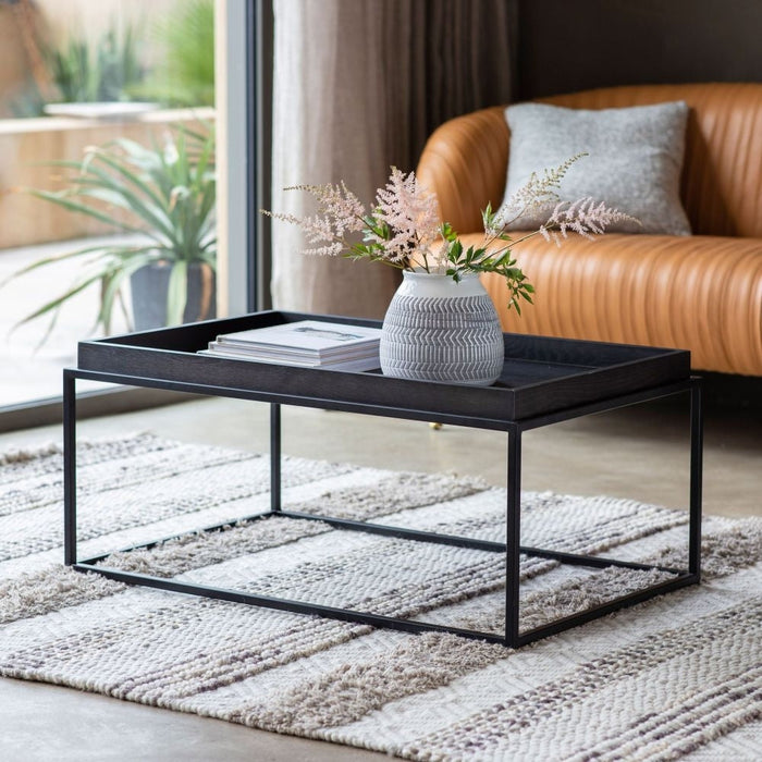 Forden Black Tray 90cm Coffee Table