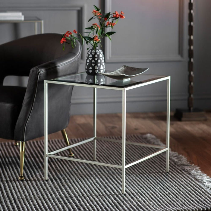 Rothbury Clear Glass and Silver Side Table