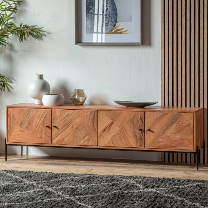 Oklahoma Acacia Wood 4 Door TV Media Unit