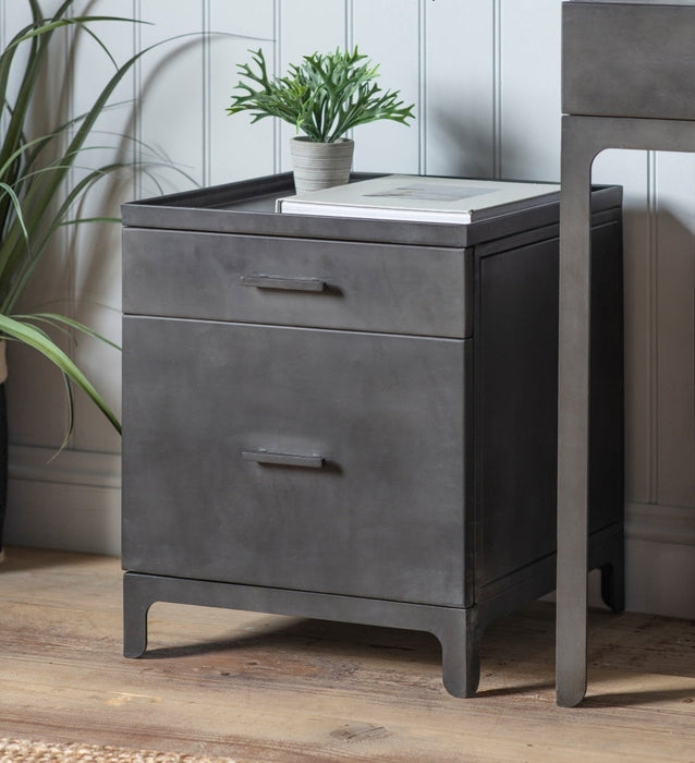 Ottinge Grey Metal Side Table - 2 Drawers