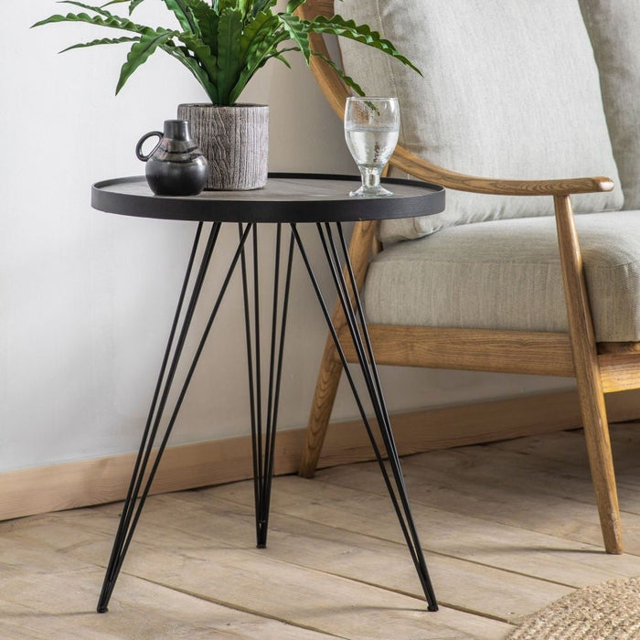 Tufnell Black Metal Round Hairpin Legs Side Table