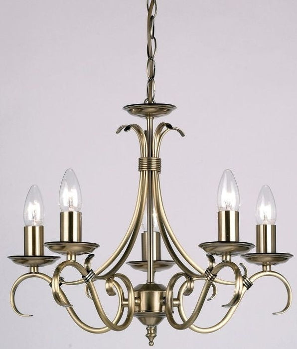 Bernice 5 Antique Brass Pendant Light