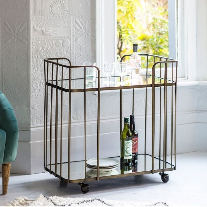 Verna Glass and Bronze Drinks Trolley